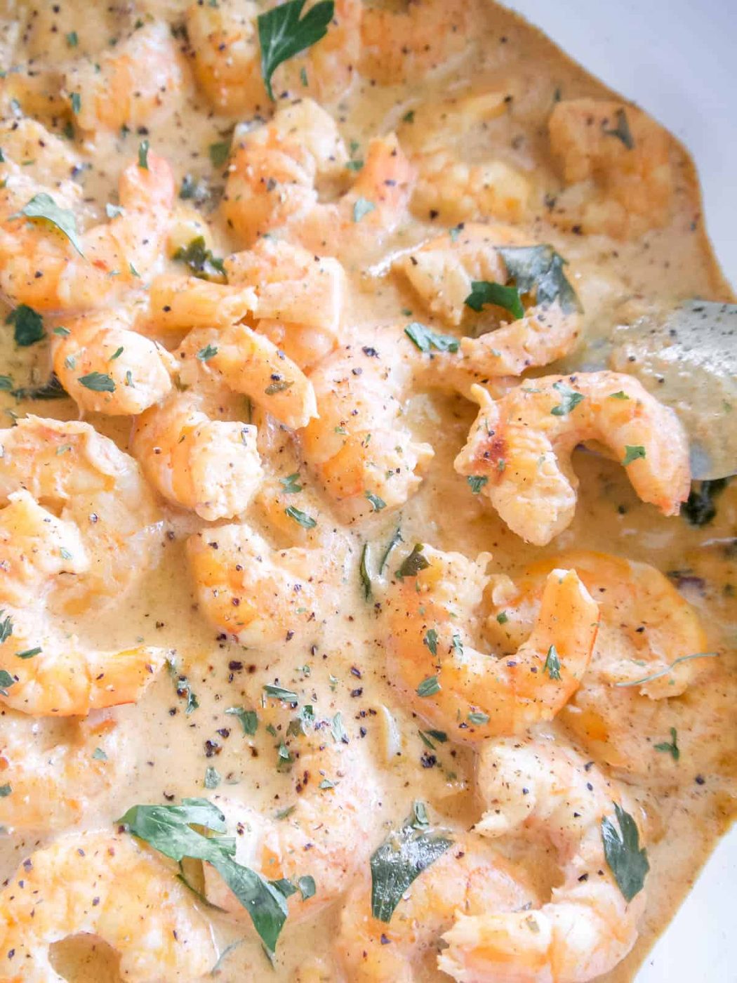 Dairy free shrimp made in a coconut cream sauce.