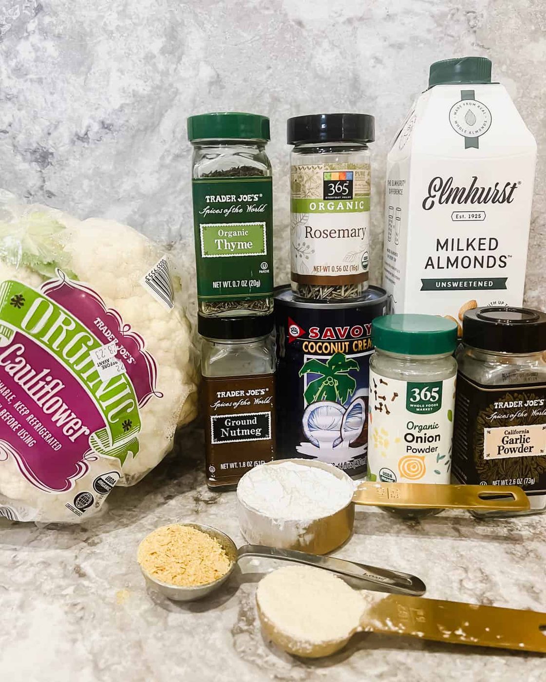 Ingredients needed to make cauliflower casserole.