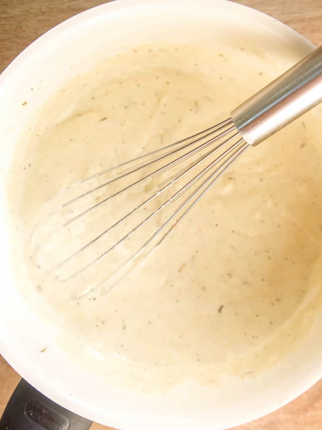 Making the sauce for vegan cauliflower gratin, with added coconut cream.