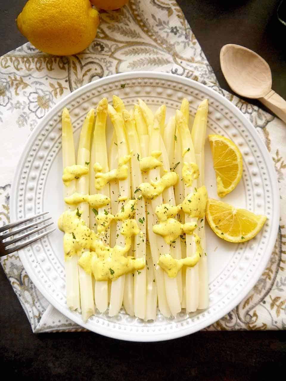 A Provençal Lemon Mustard Mayo: White Asparagus