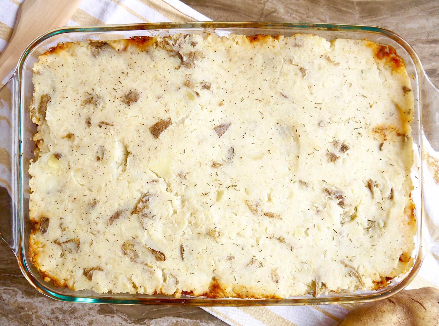 Freshly baked Whole30 shepherd's pie.