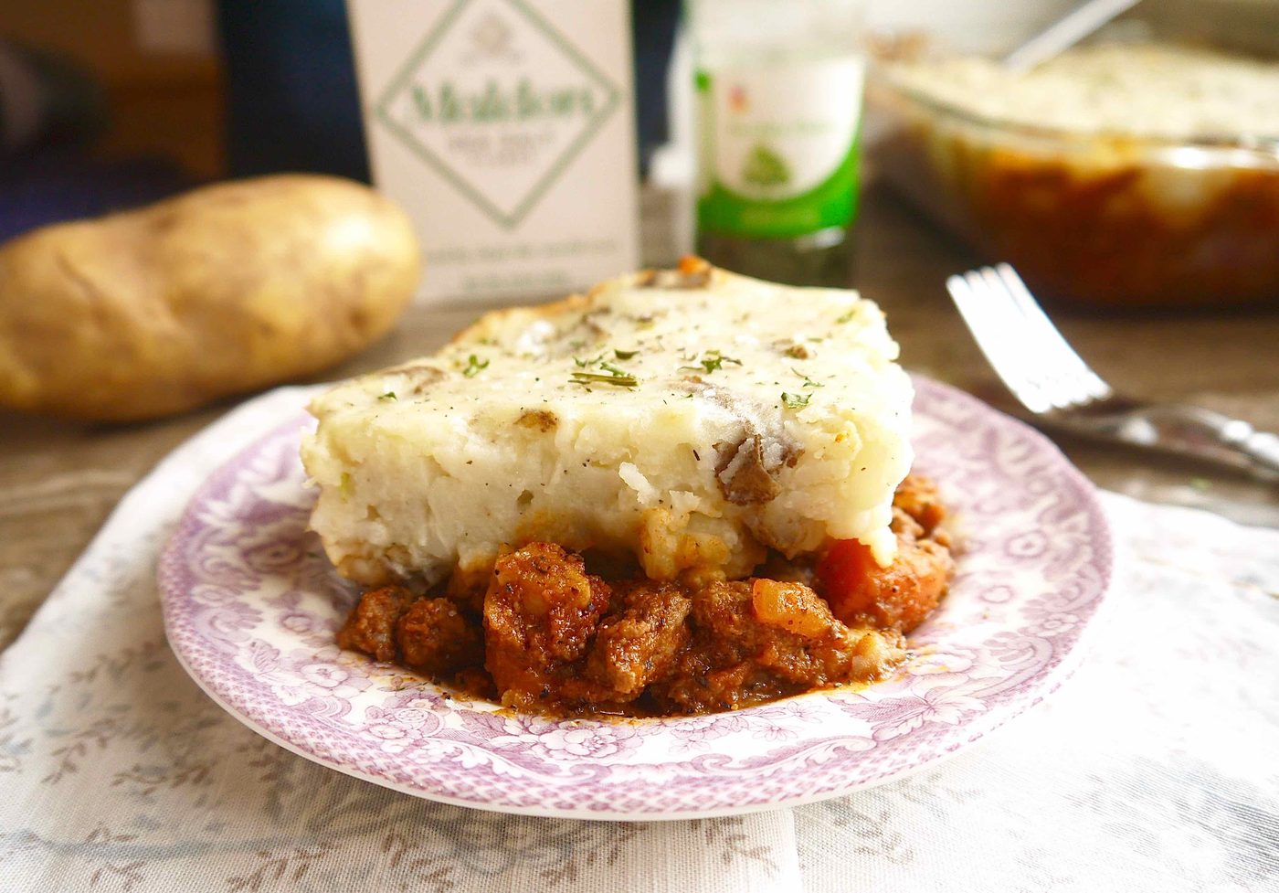 Lighter shepherd's pie in a plate.
