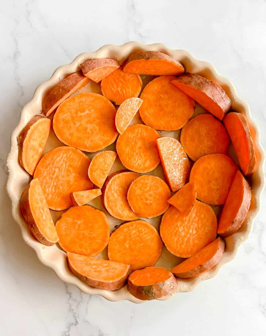 Sweet potato crust before baking.