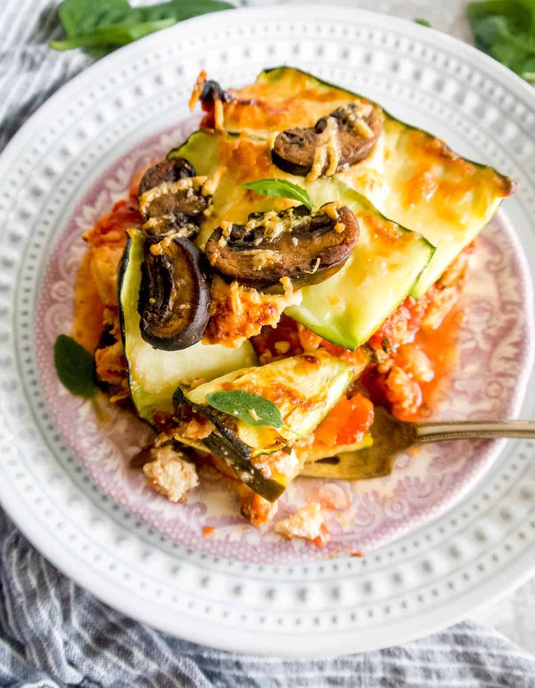 Zucchini Lasagna with Meat Sauce and Mushrooms, Gluten free