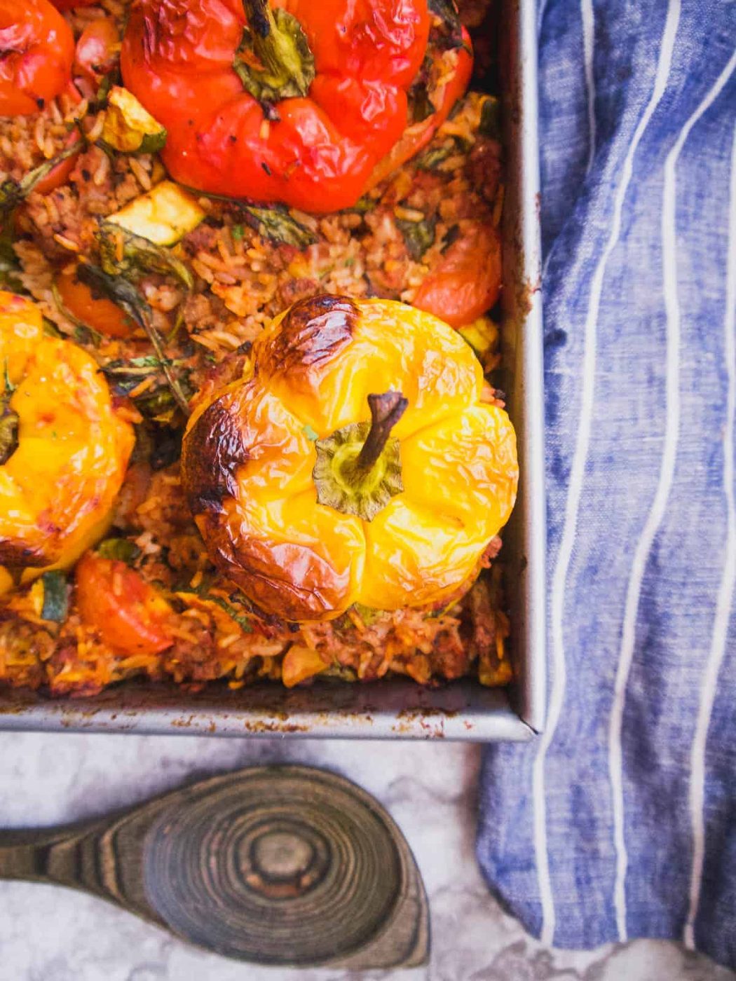 Meat and Rice: Zucchini Stuffed Peppers