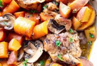 Maple Peach Glazed Dutch Oven Chicken Thighs