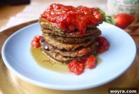 Delightful Matcha Chia Pancakes with Strawberry Maple Drizzle Paleo Gluten Free