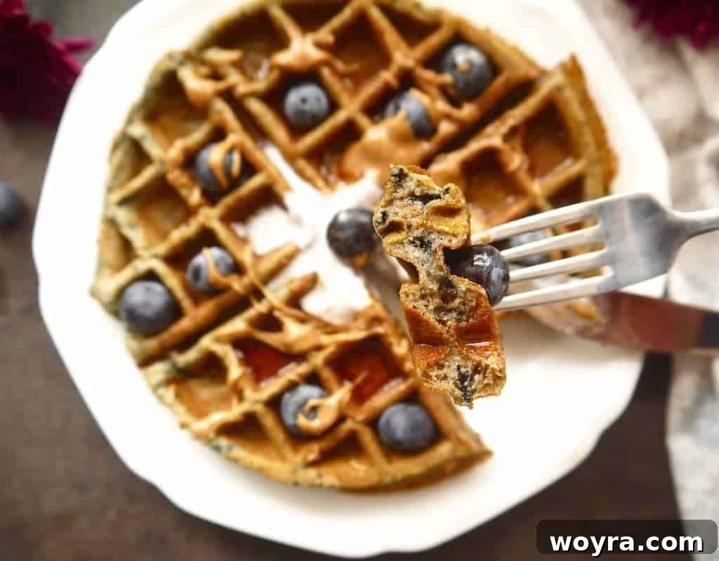 Paleo Gluten Free Bursting Blueberry Waffles 4 Paleo + Gluten-free Mashed Blueberry Waffles | Perchance to Cook, www.perchancetocook.com