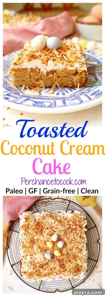 Toasted Coconut Cream Cake (Paleo, GF) | Perchance to Cook, www.perchancetocook.com