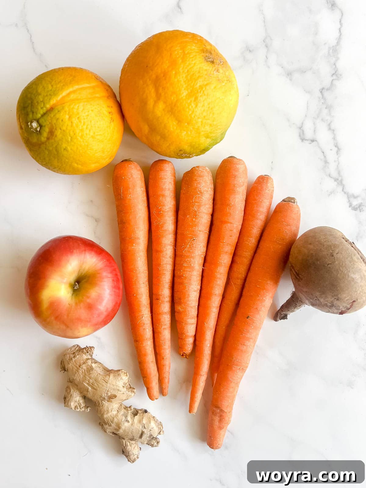 Vibrant Harvest Elixir 4 Apple Carrot Beet Ginger Juice ingredients.