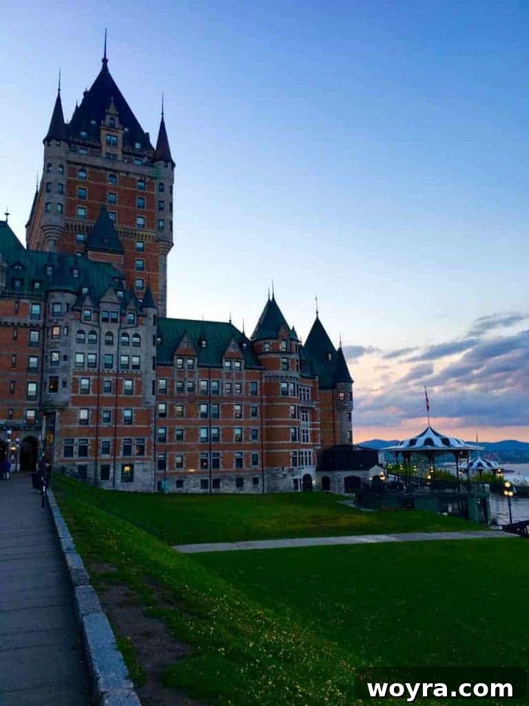 Historic Old Quebec City 8 Château Frontenac bathed in the warm light of sunset, a truly romantic scene