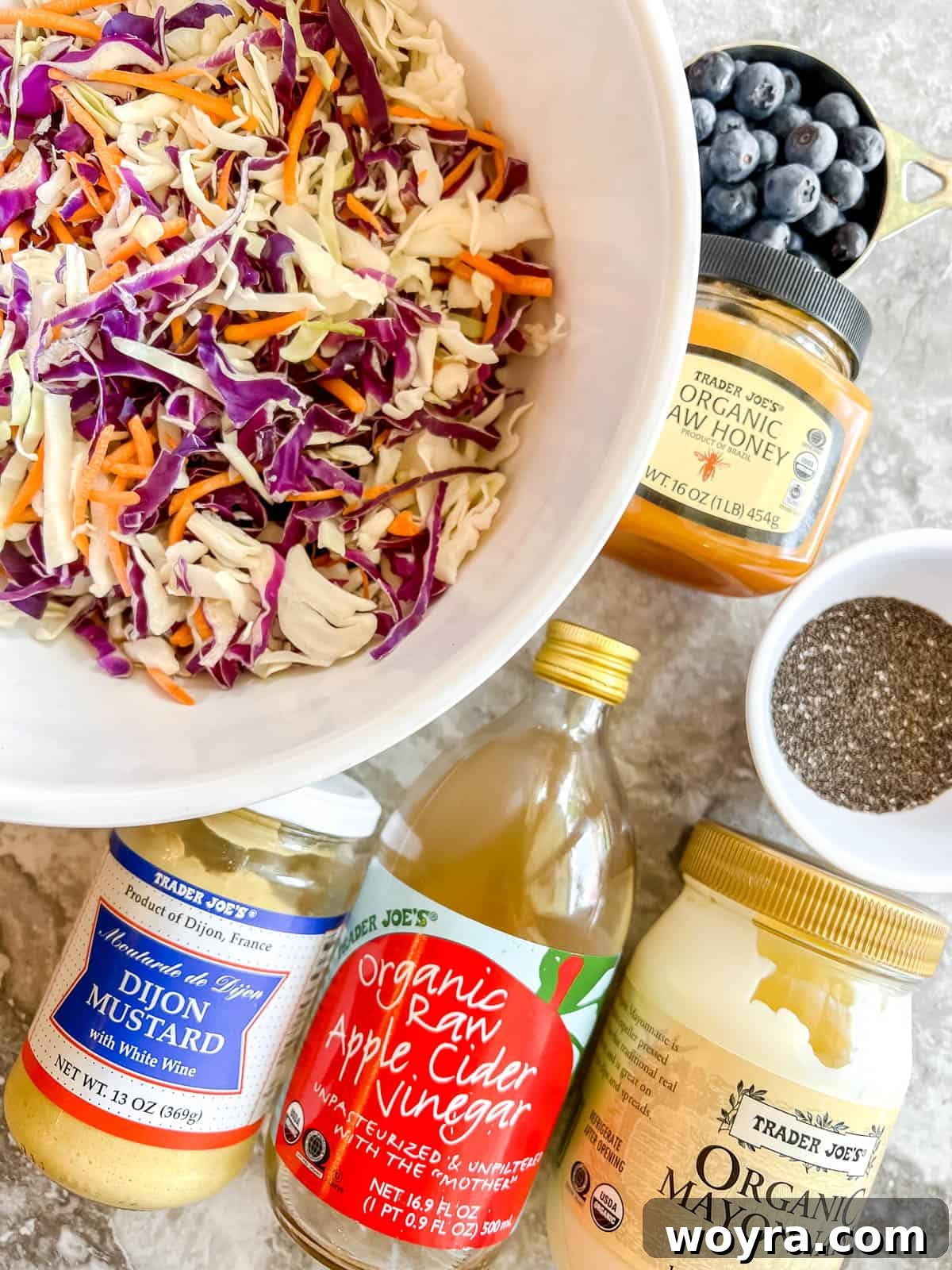 Wholesome Blueberry Chia Coleslaw Paleo and Dairy-Free 3 Ingredients needed to make healthy blueberry coleslaw.