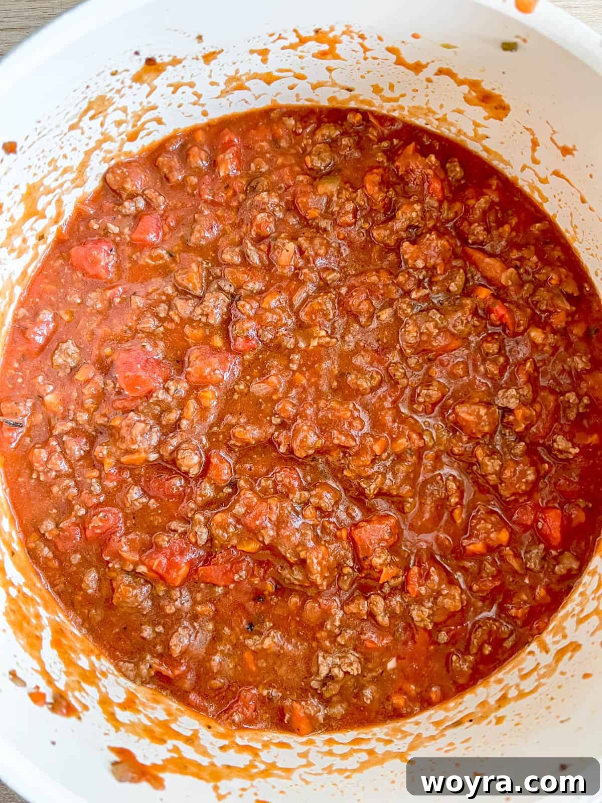 Wild Bison Ragu 9 Tomato sauce added to the bison.