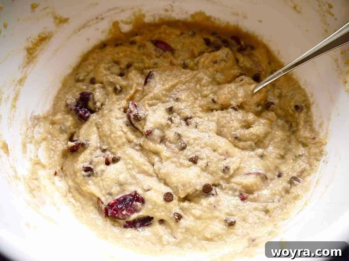 Wholesome Paleo Gluten Free Dairy Free Cherry Banana Bread 4 The cherry banana bread batter mixed and ready for baking.