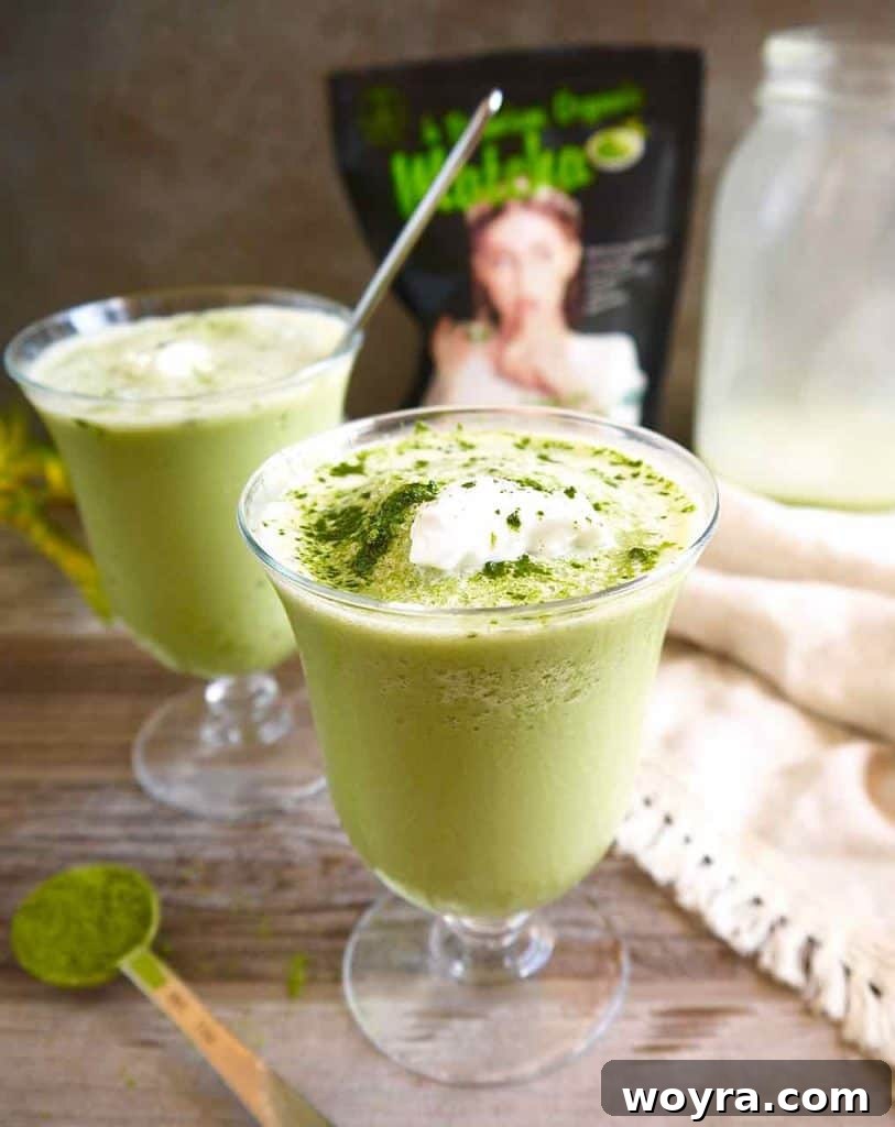 Creamy Paleo Matcha Freeze 5 Close-up of Frozen Dairy-free Matcha Latte showing creamy texture