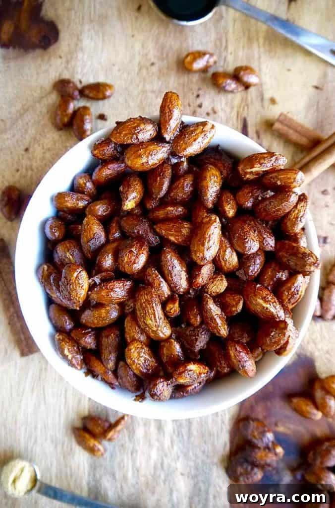 Gingerbread Spice Roasted Almonds 3 Close-up of Gingerbread Roasted Almonds - Maple and Molasses Coated Nuts