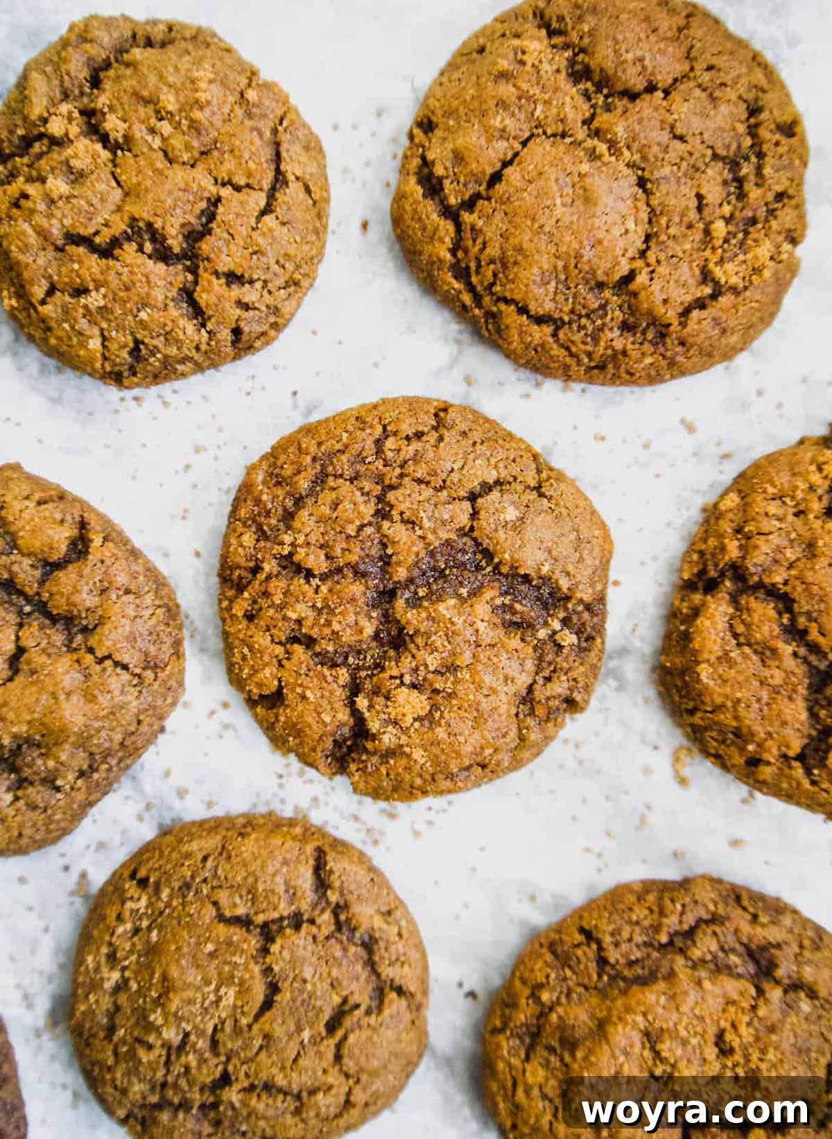 Paleo Pumpkin Spice Molasses Cookies 5 Gluten-free pumpkin molasses cookies after being baked.