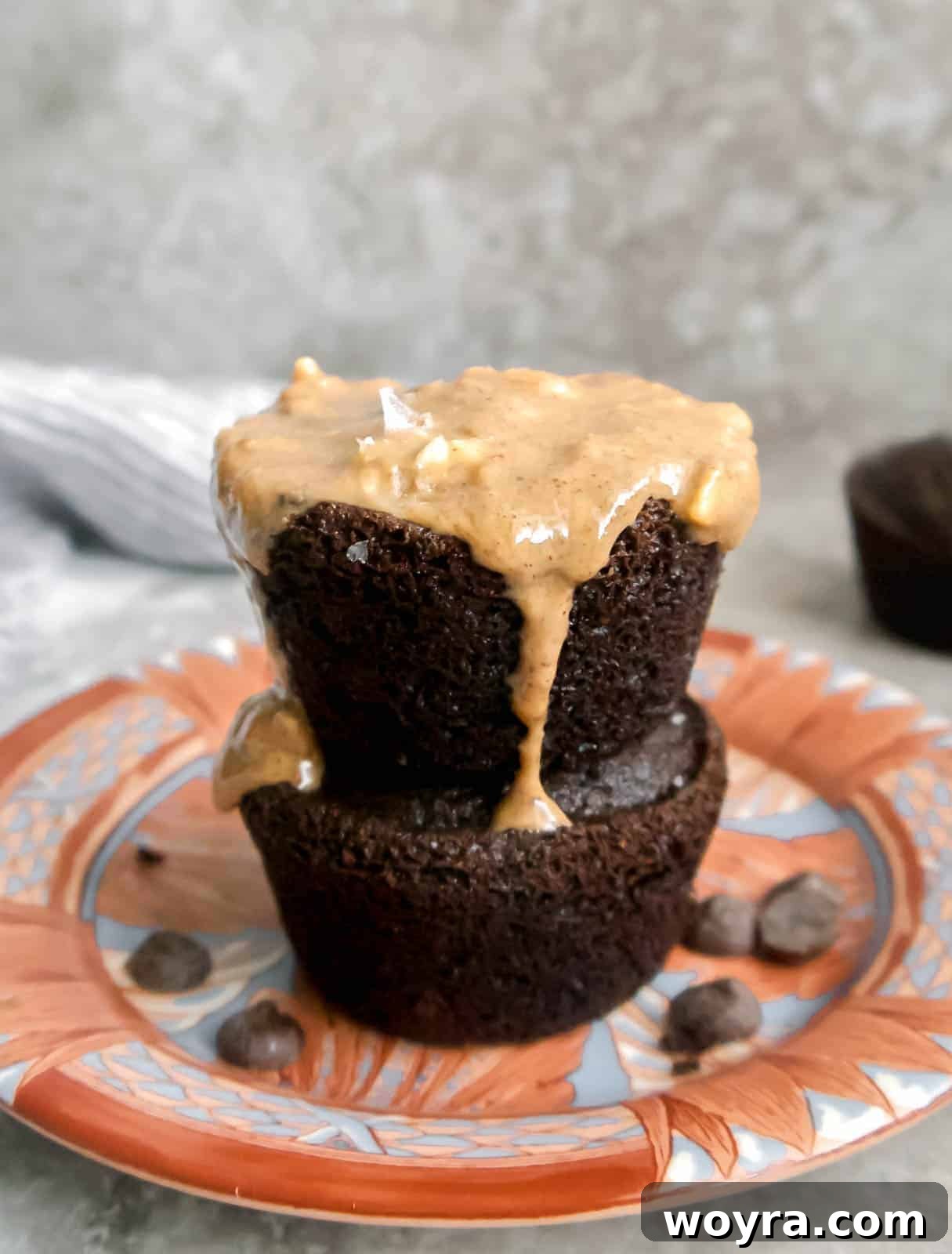Decadent Paleo Chocolate Muffins 2 Close-up of fluffy almond flour chocolate cake cupcakes, perfect for Paleo and GF diets.