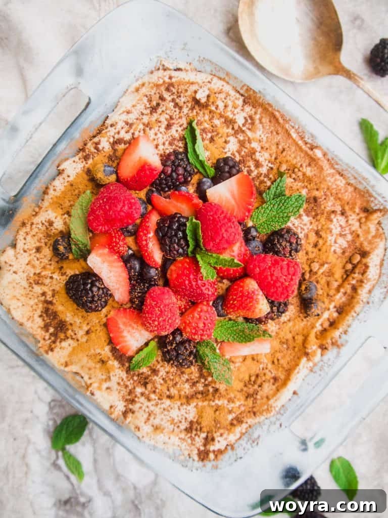 Berry Cloud Tiramisu 3 Close-up of a Dairy-Free Fresh Berry Tiramisu layer