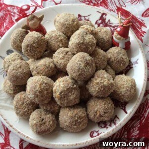 A delicious plate of homemade chocolate mousse balls with crushed Nilla Wafers.
