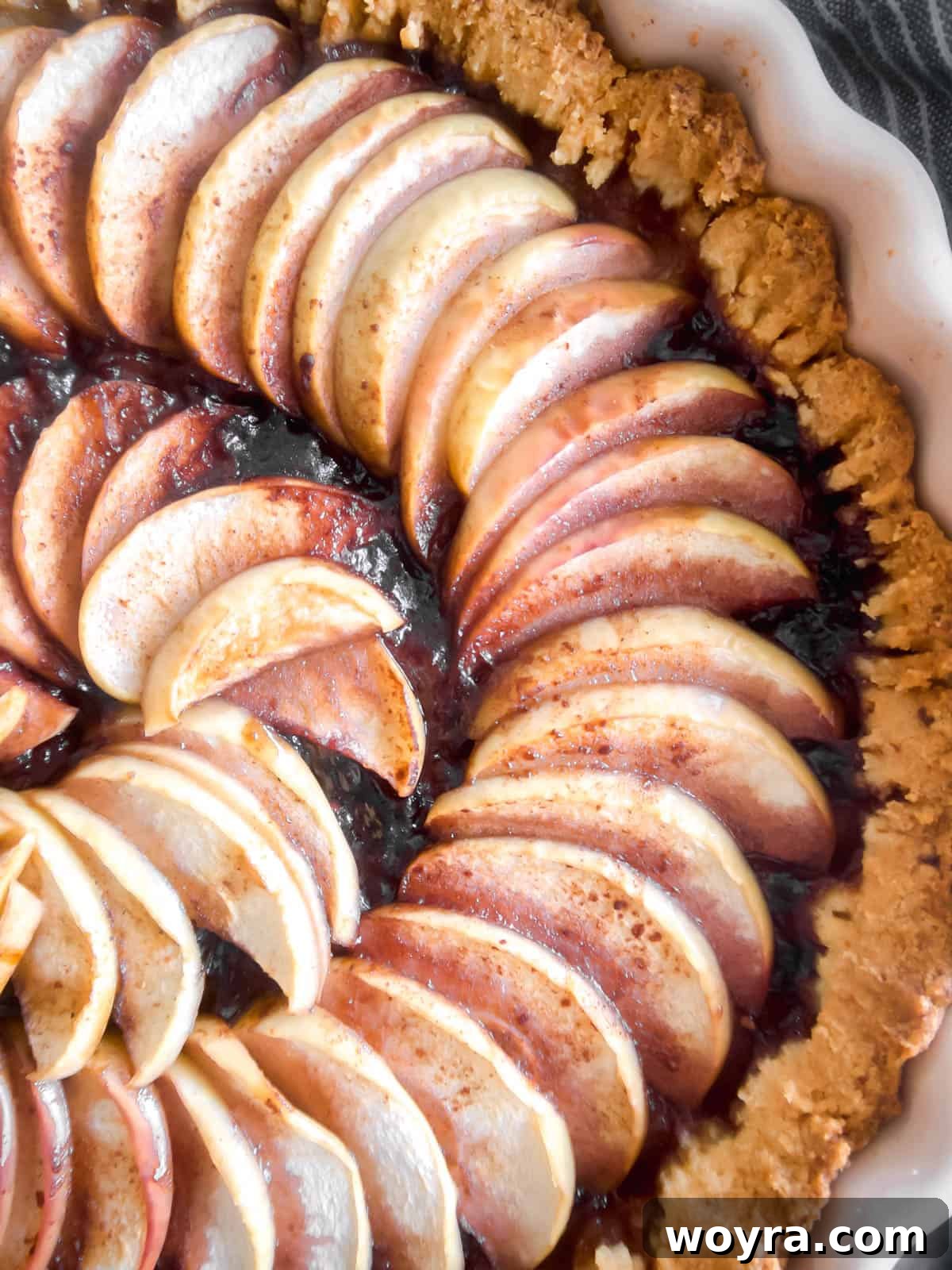Ancestral Apple Indulgence 10 A freshly baked apple tart without butter, cooling on a rack, showcasing its inviting golden crust.