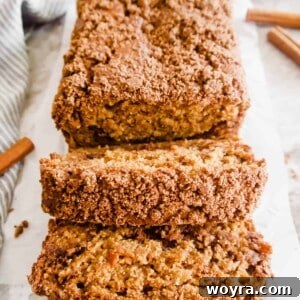 Coffee cake banana bread sliced warm out of the oven.
