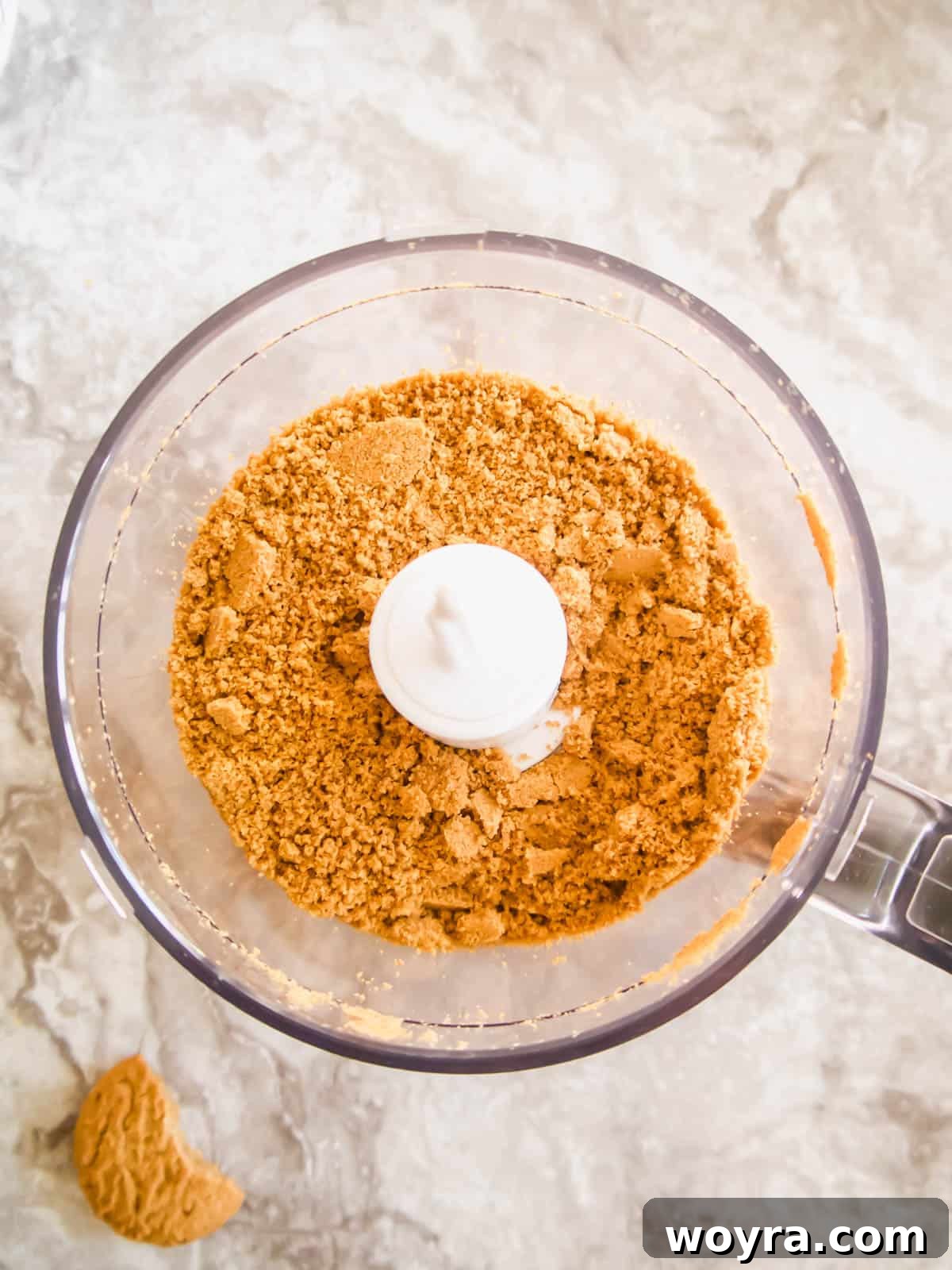Velvety Chocolate Mousse Treats Dairy Free Gluten Free 5 Gluten-free cookies finely crushed and ready in a food processor bowl.