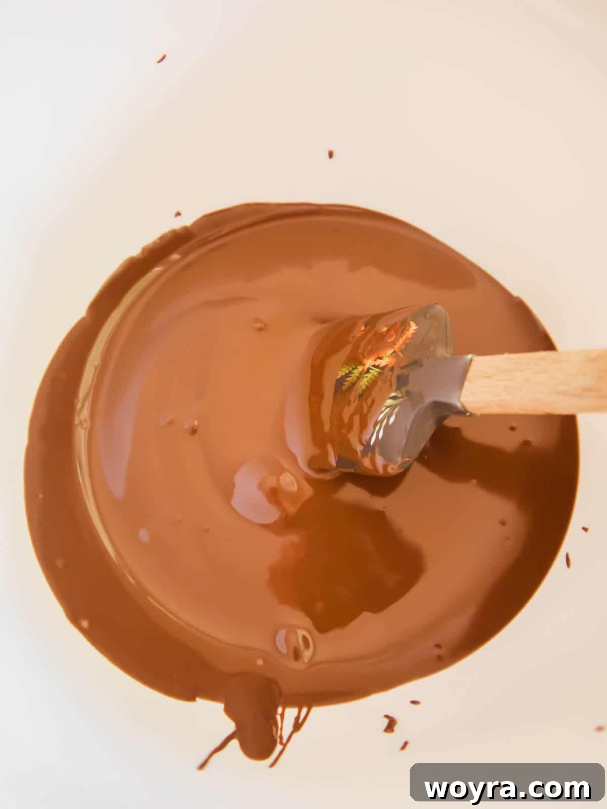 Velvety Chocolate Mousse Treats Dairy Free Gluten Free 6 Dairy-free chocolate chips perfectly melted and smooth in a small pan, ready for the next step of the recipe.