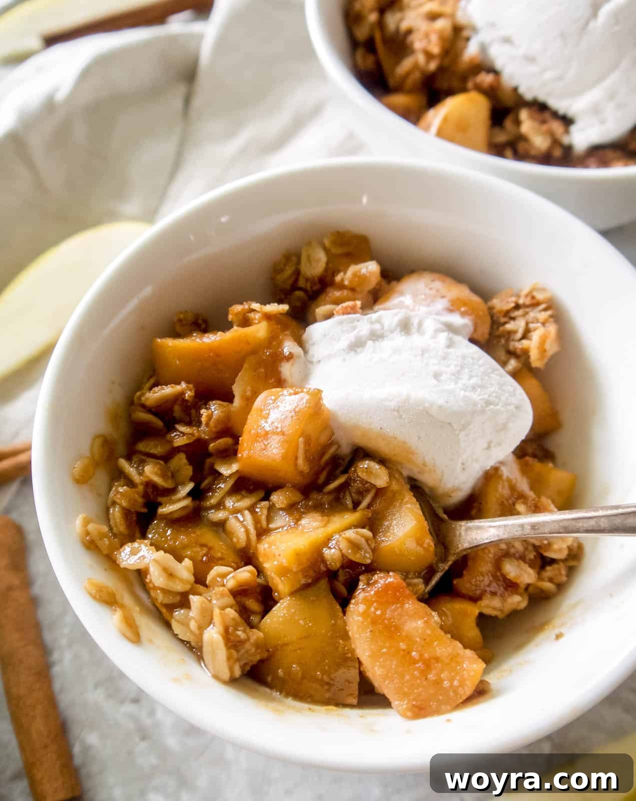 Wholesome Vegan Apple Crisp 2 Gluten-free Dairy-free Apple Crisp | A delectable, healthy apple crisp with a golden streusel topping, ready to be served. www.perchancetocook.com