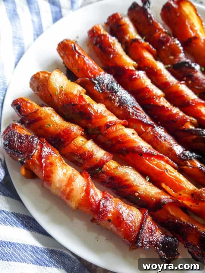 Paleo Gluten Free Maple Bacon Roasted Carrots 2 Irresistible Maple Bacon Wrapped Carrots, a perfect blend of sweet and savory flavors for any occasion.