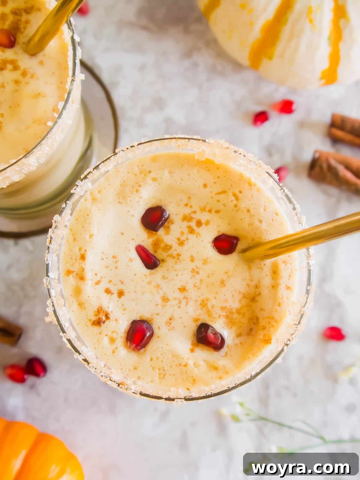 Pumpkin pie white Russian topped with a sprinkle of cinnamon.