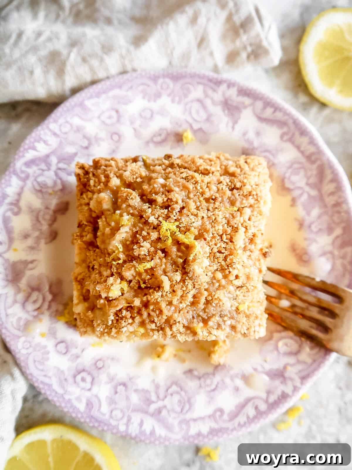 Freshly baked Dairy-free Lemon Poppy Seed Coffee Cake, cooled on a wire rack, ready for its lemon glaze drizzle.
