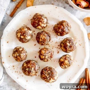 Apple pie energy bites on a plate