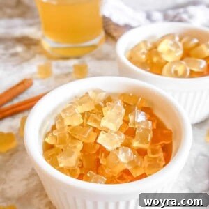 Orchard-Fresh Apple Gummy Bites 10 Apple juice gelatin gummies in two bowls.