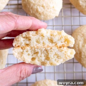A cottage cheese cookie cut in half.