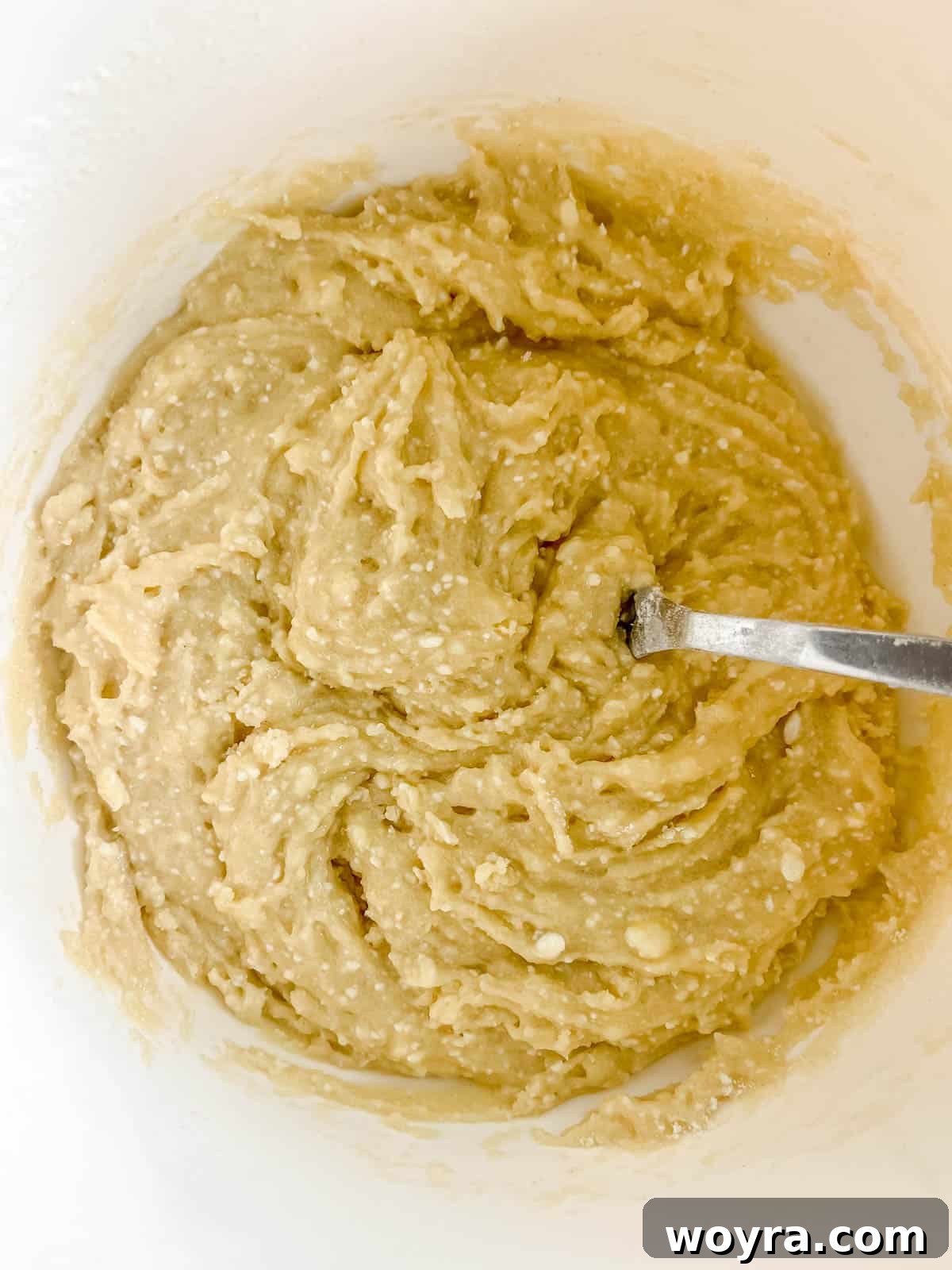 Wholesome Cottage Cheese Cookies 10 Cottage cheese cookie dough forming after dry ingredients are added to wet.