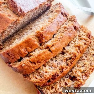Mediterranean Banana Bread 10 Slices of olive oil banana bread on a plate.