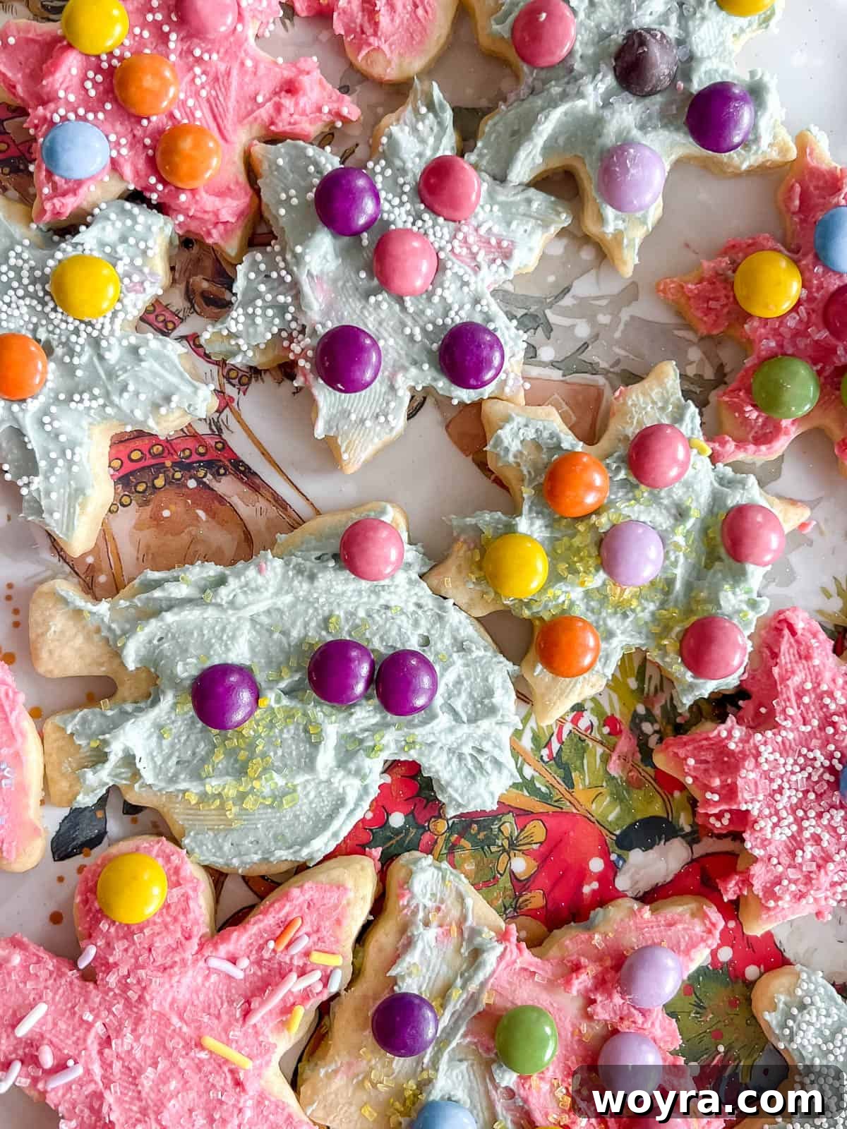 Perfectly Shaped Sable Delights 14 Sable cut out sugar cookies frosted and decorated with colorful icing.