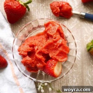 Strawberry Mango Blender Sorbet 6 Strawberry mango sorbet in a cup.