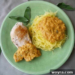 Wholesome Pumpkin Alfredo 3 Vibrant Paleo Pumpkin Alfredo Sauce in a serving bowl.