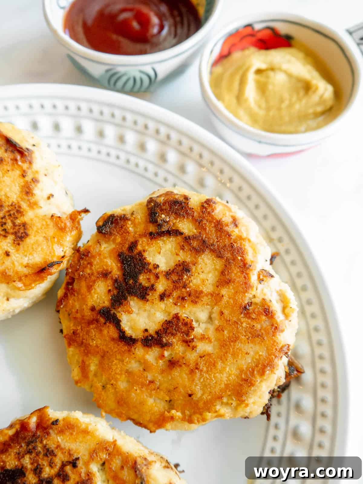 Healthy Chicken Burger Patty Recipe served on a plate with fresh greens.