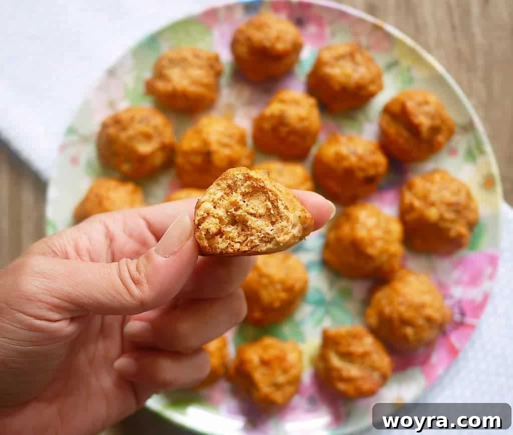 Paleo Chicken Taco Poppers 3 Close-up of golden brown Paleo Chicken Taco Meatballs, emphasizing their juicy texture and delicious appearance. Courtesy of Perchance to Cook.