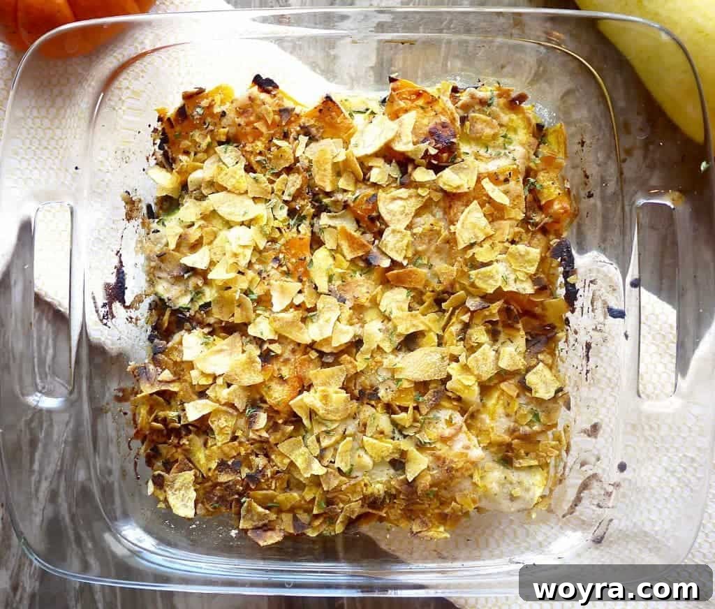 Paleo Friendly Squash Au Gratin 8 Baked squash au gratin, golden and bubbly, fresh from the oven.