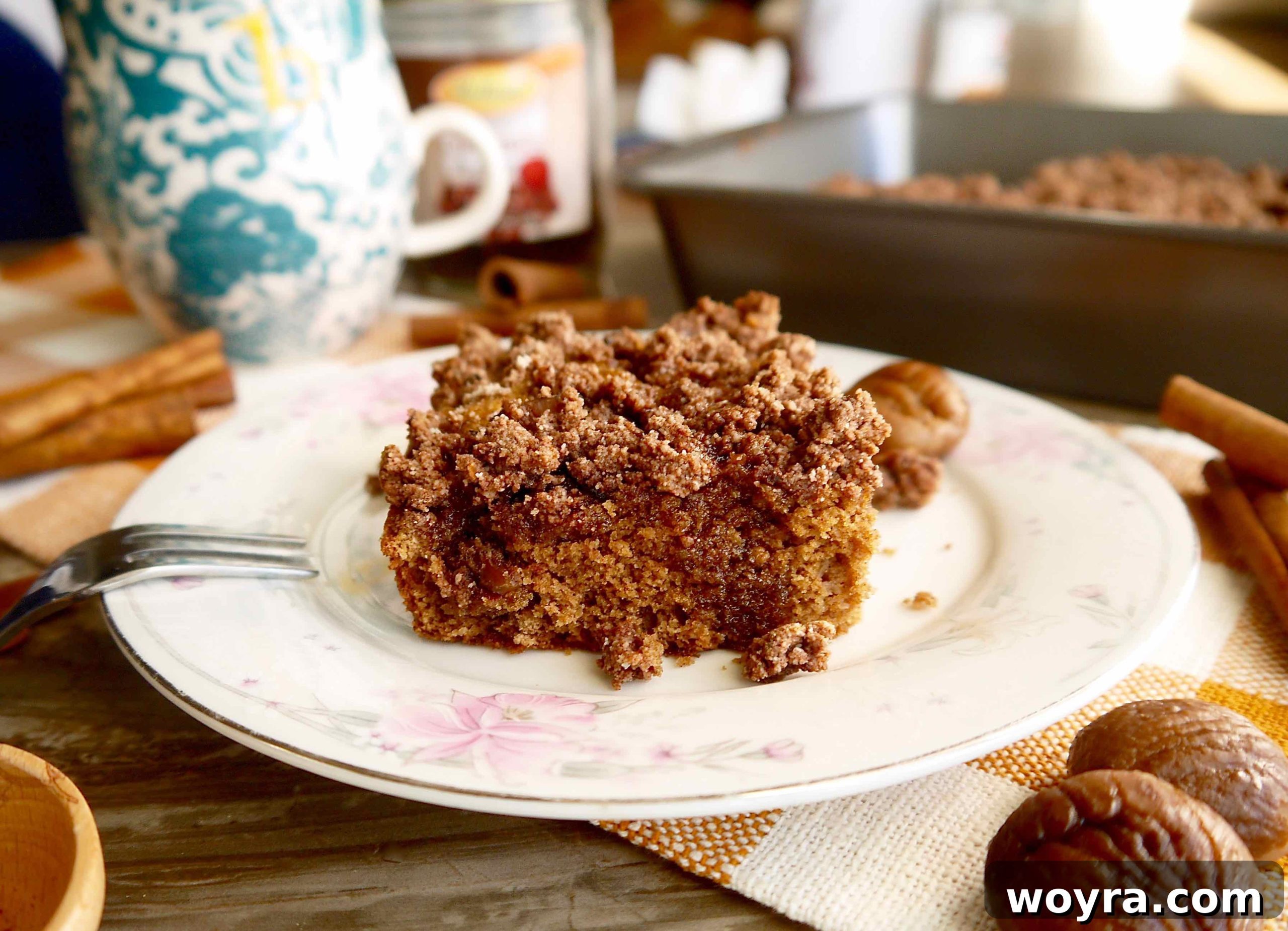 Rustic Chestnut Flour Coffee Cake 11 A whole Paleo coffee cake made with chestnut flour, photographed from above, showing its beautiful golden crust.