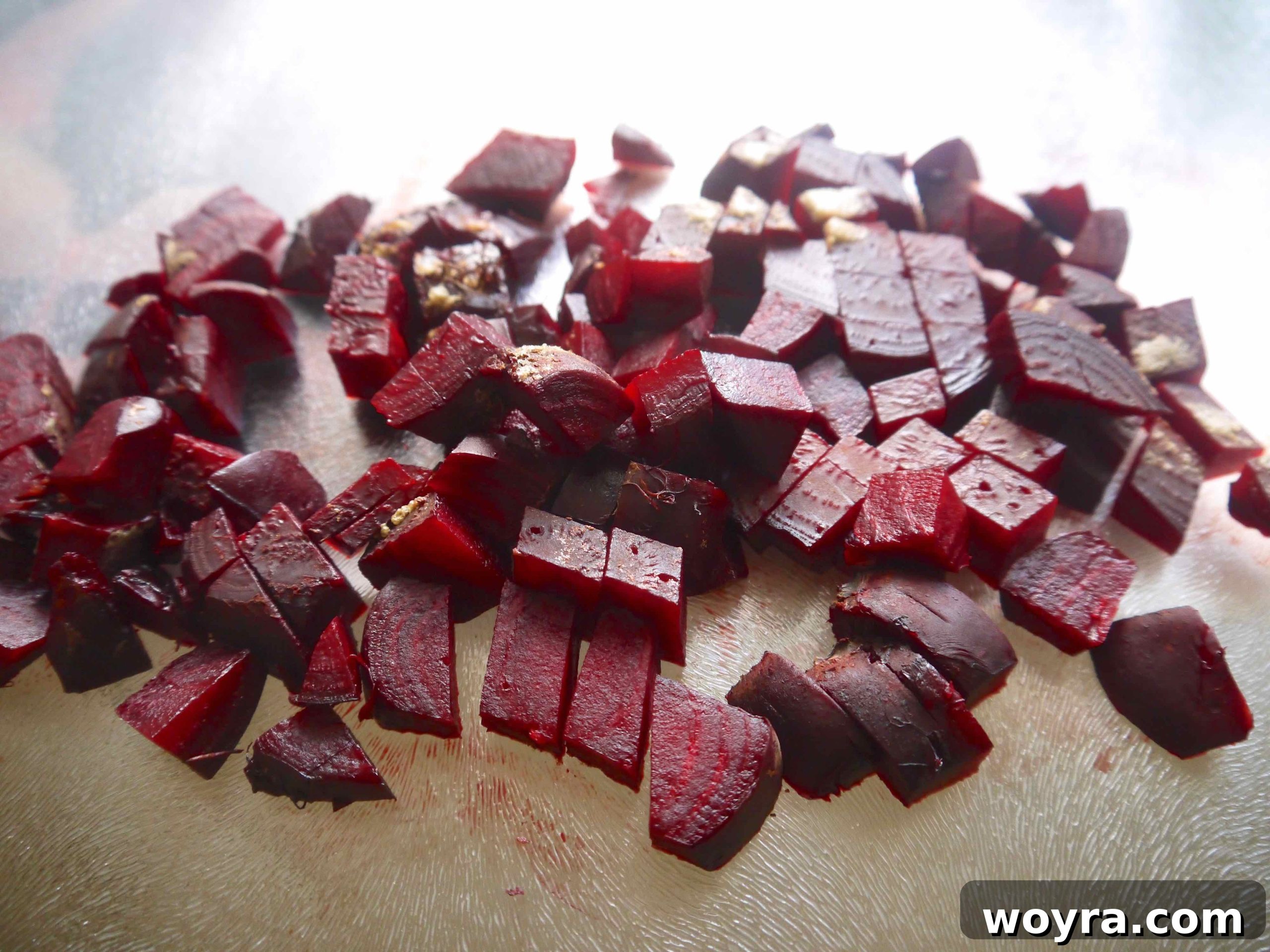 Vibrant Quinoa Beet Tuna Salad 5 Cooked beets, now cooled and uniformly diced into small cubes.